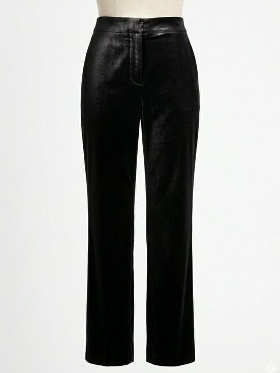 Banana Republic Pants - BANANA REPUBLIC Black Velvet Straight-Leg Evening Pant High-Rise Trouser 4